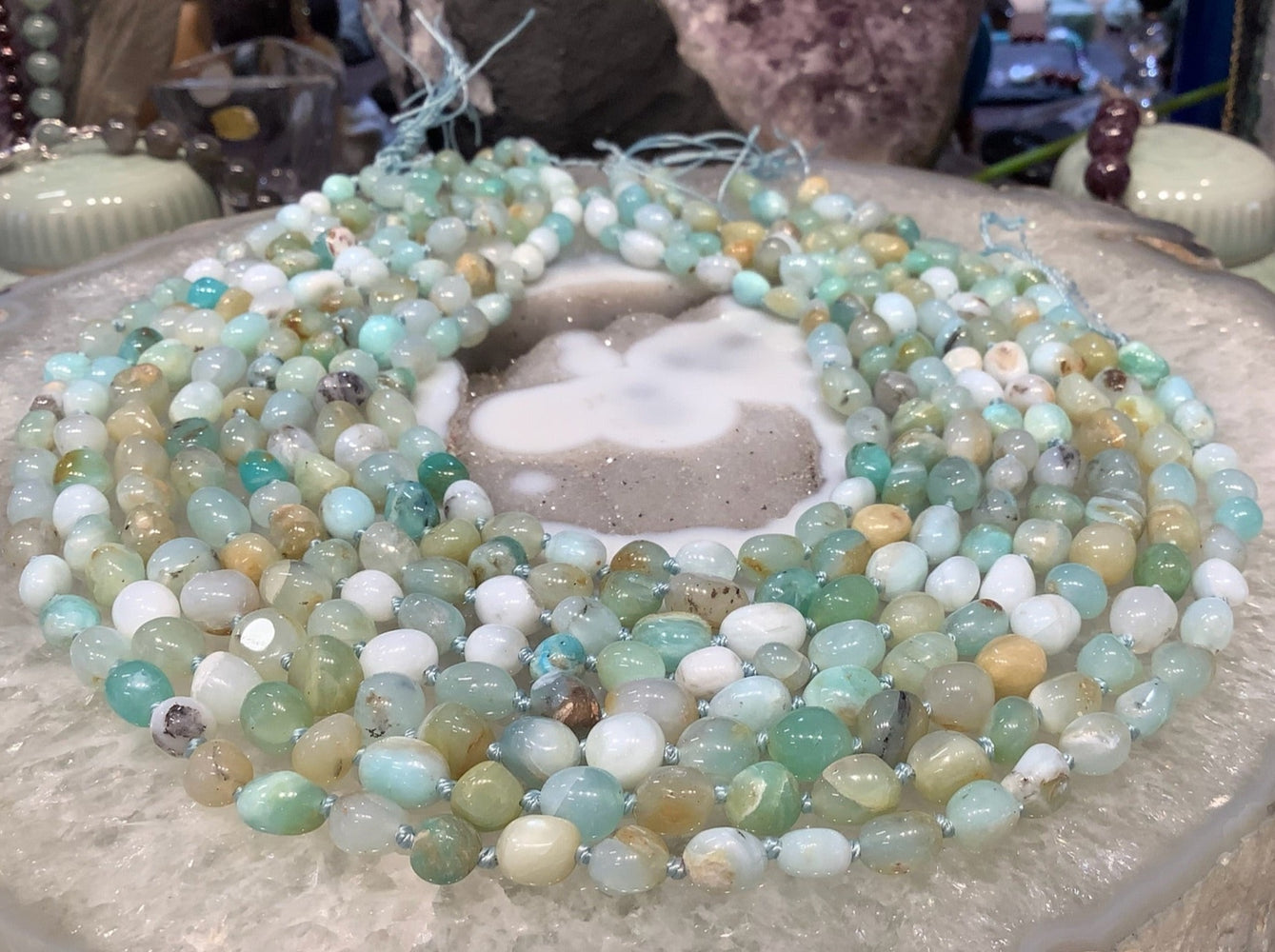 Beautiful Natural Peruvian Aqua Blue Opal Nugget Beads