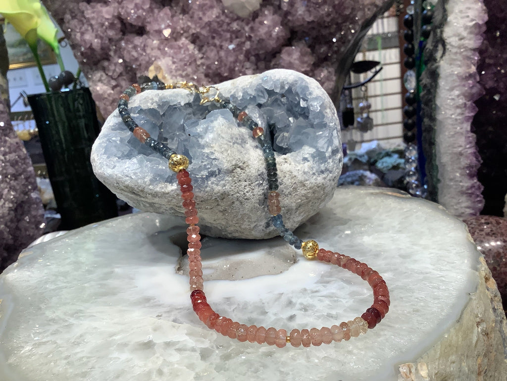 Stunning Gem Quality Shaded Moss Aquamarine & Andesine Labradorite Faceted Gemstone Beads
