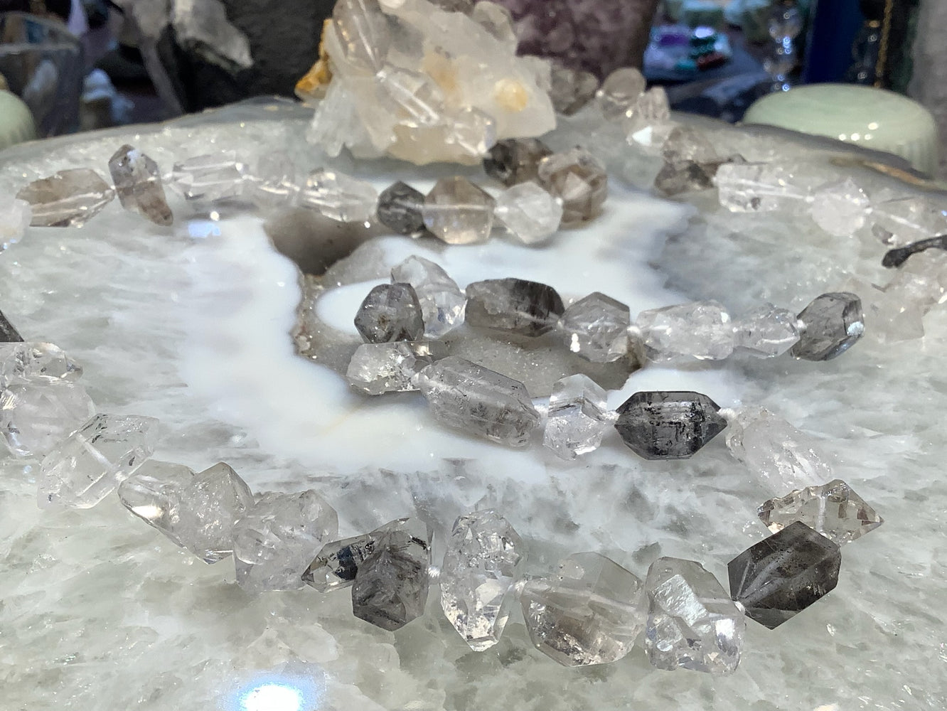 Tibetan Quartz Double Terminated Hand Knotted Gemstone Beads