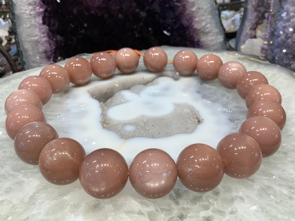 Superb Peach Round Gemstone Beads Golden Mica - 20mm
