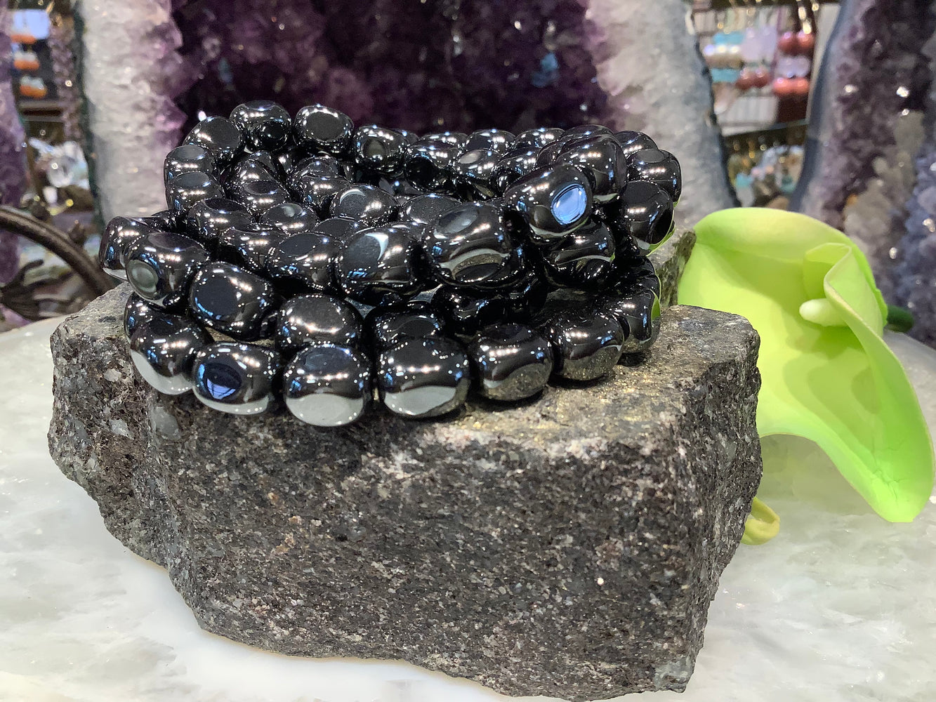 Hematite nugget gemstone bead bracelet