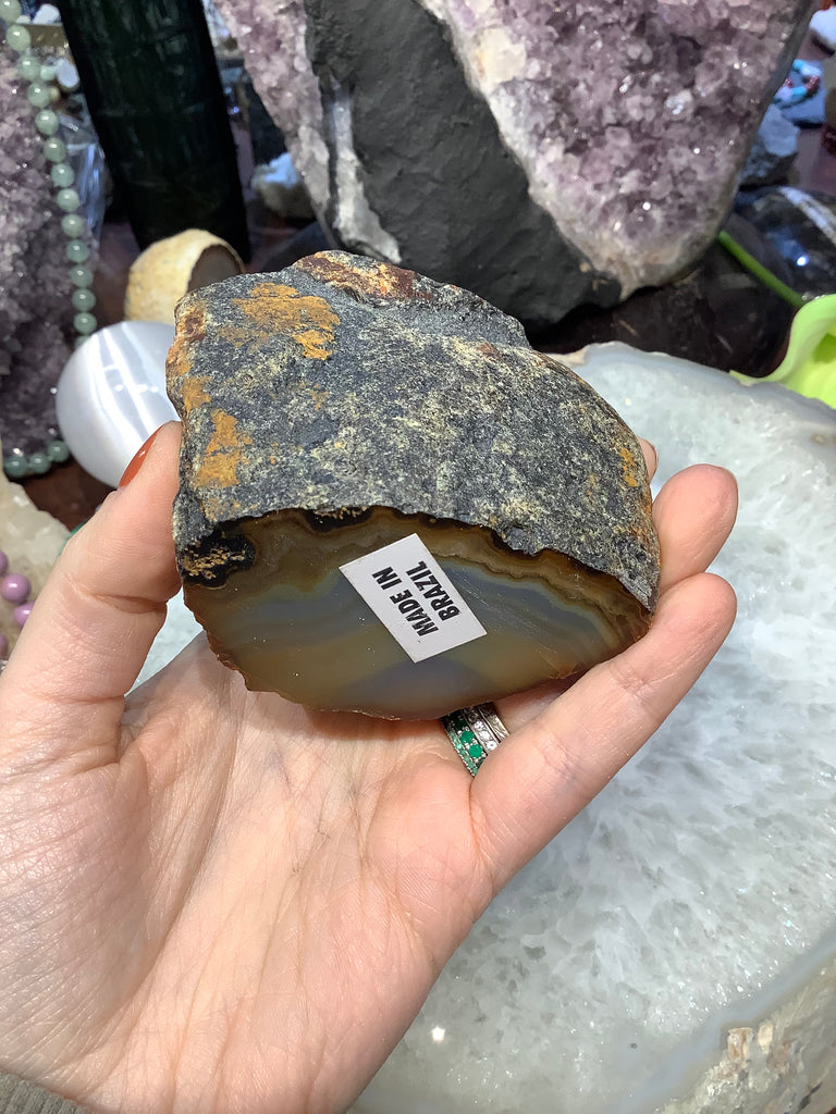 Stunning natural banded Agate Brazil faceted specimen