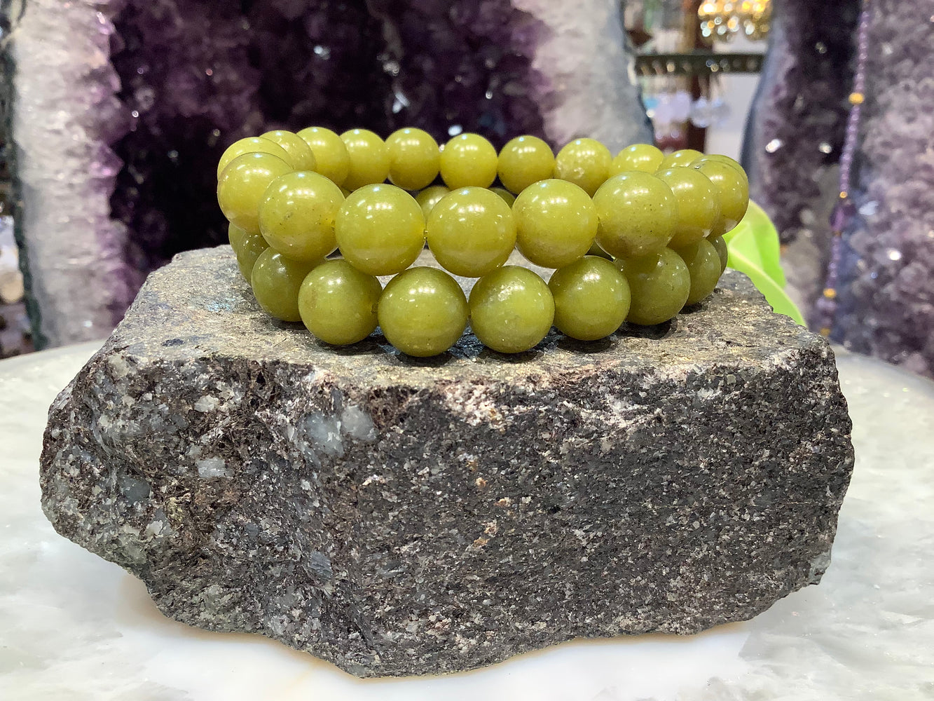 Serpentine 10mm round gemstone bracelet