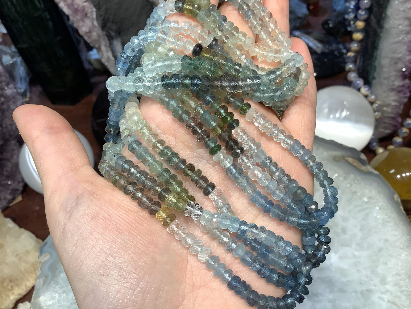 5mm Sparkling Gem Quality Shaded Moss Aquamarine Faceted Gemstone Beads