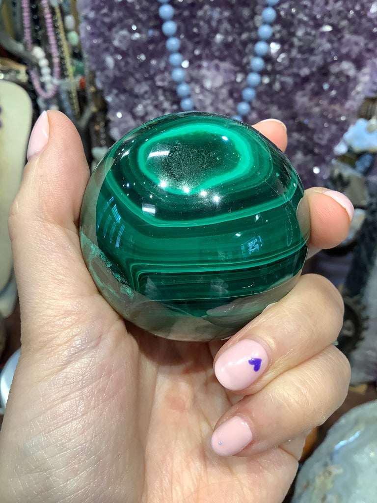 Beautiful Malachite gemstone sphere - 55mm