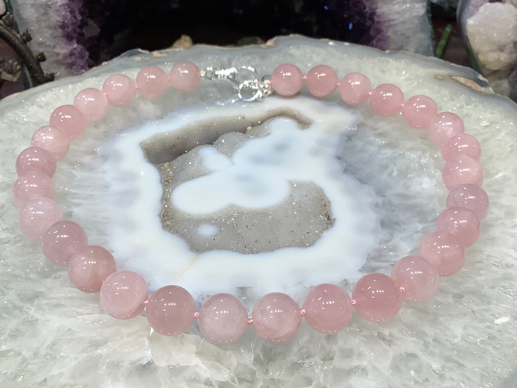 Rose Quartz 14mm gemstone necklace