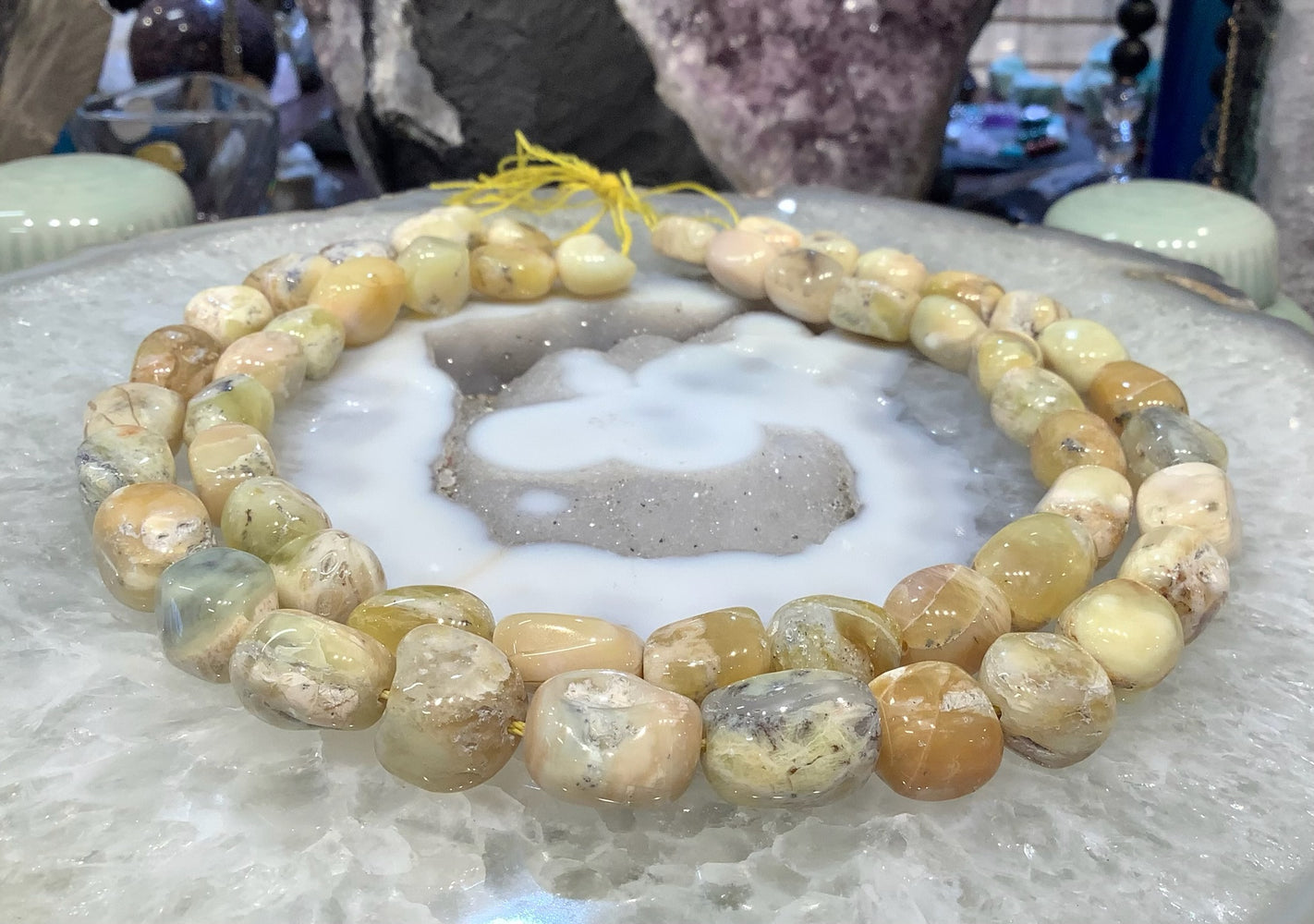 Natural Yellow Opal Gemstone Nugget Beads