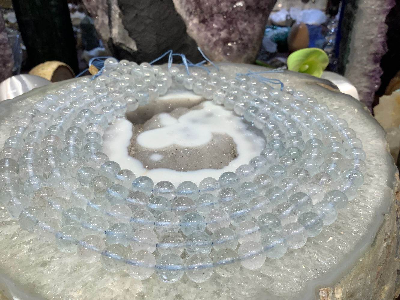 10mm Natural Water Aquamarine Goshenite Round Gemstone Beads