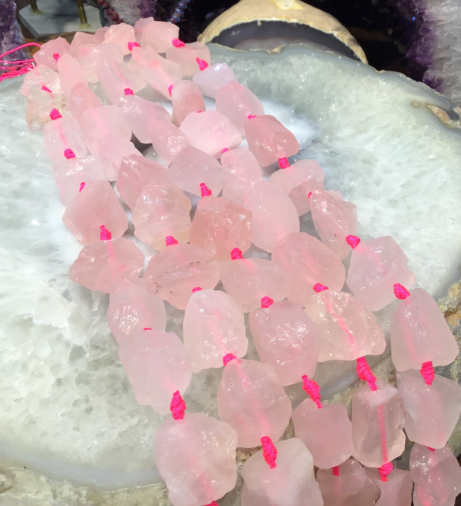 20-24mm Large rough rose quartz gemstone beads