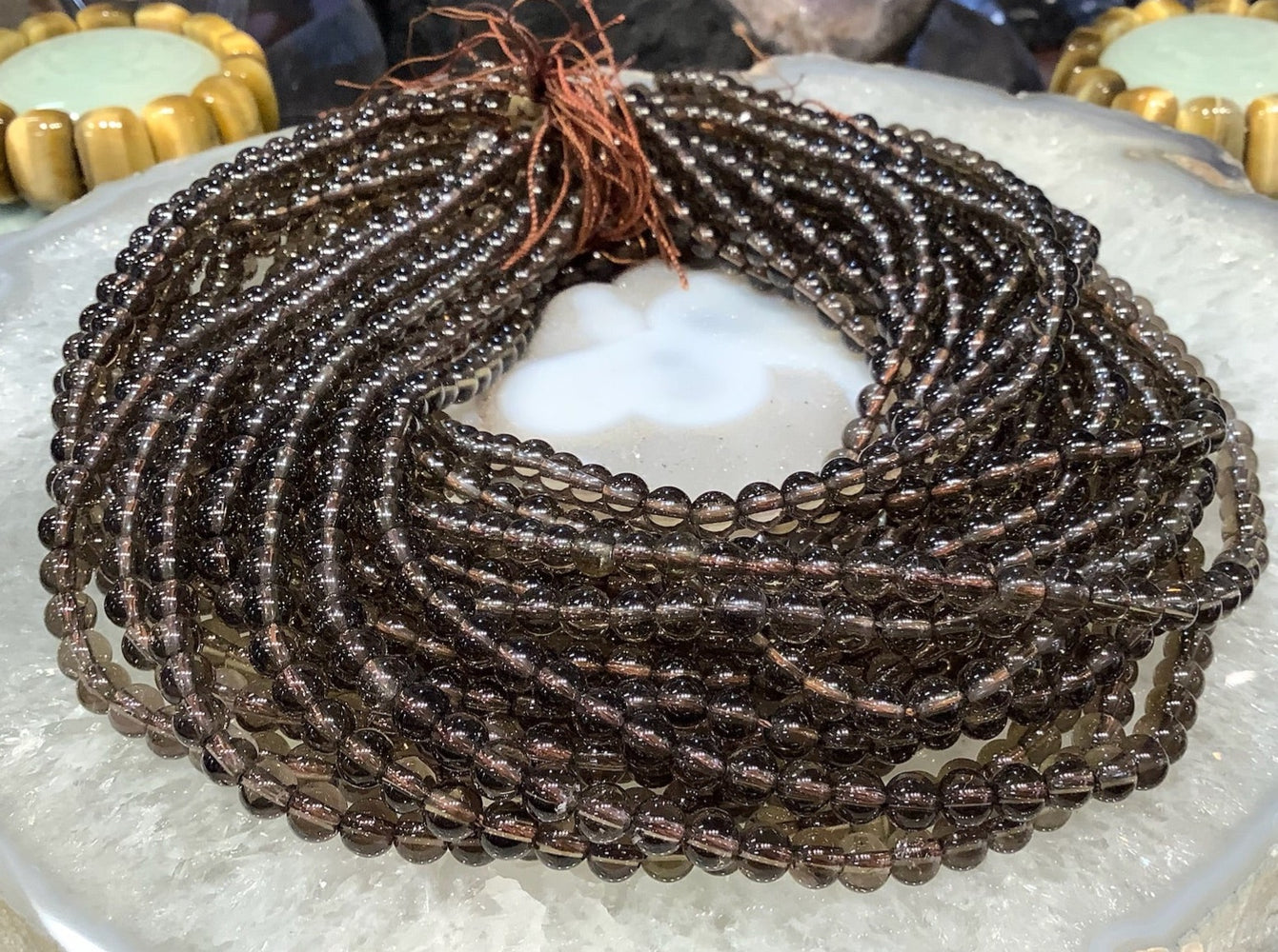 6mm Natural Smoky Quartz Round Gemstone Beads