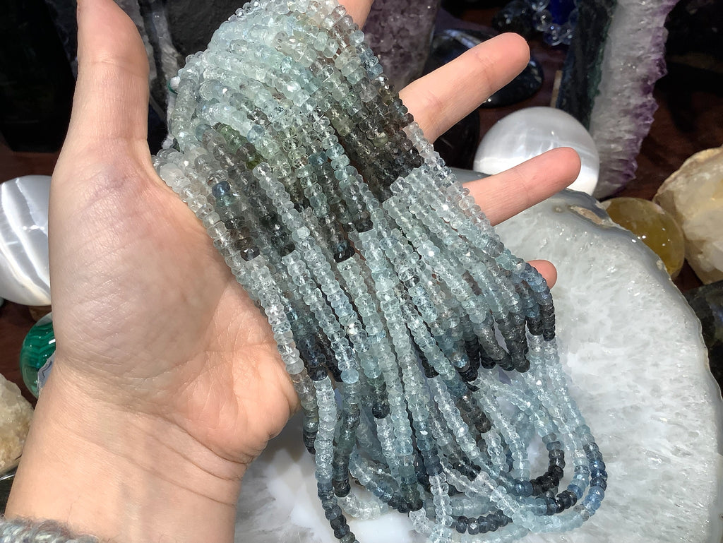 5mm Shaded Moss Aquamarine Faceted Gemstone Beads