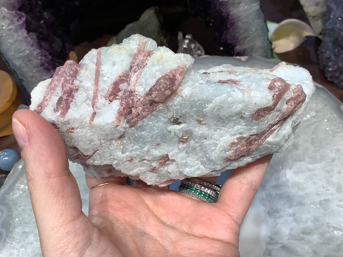 Pink tourmaline rubellite gemstone specimen