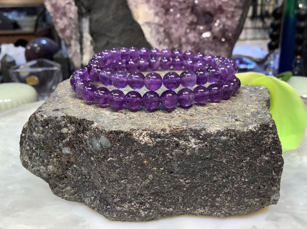 Amethyst 6mm gemstone bracelet