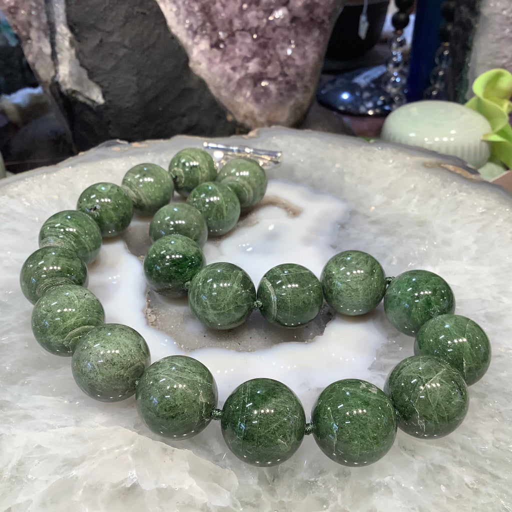 Large chrome diopside 20mm gemstone necklace