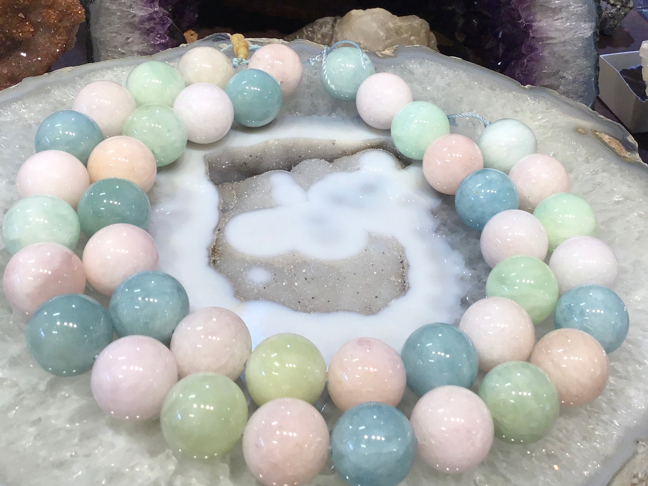 Large Natural Aquamarine Morganite Round Gemstone Beads