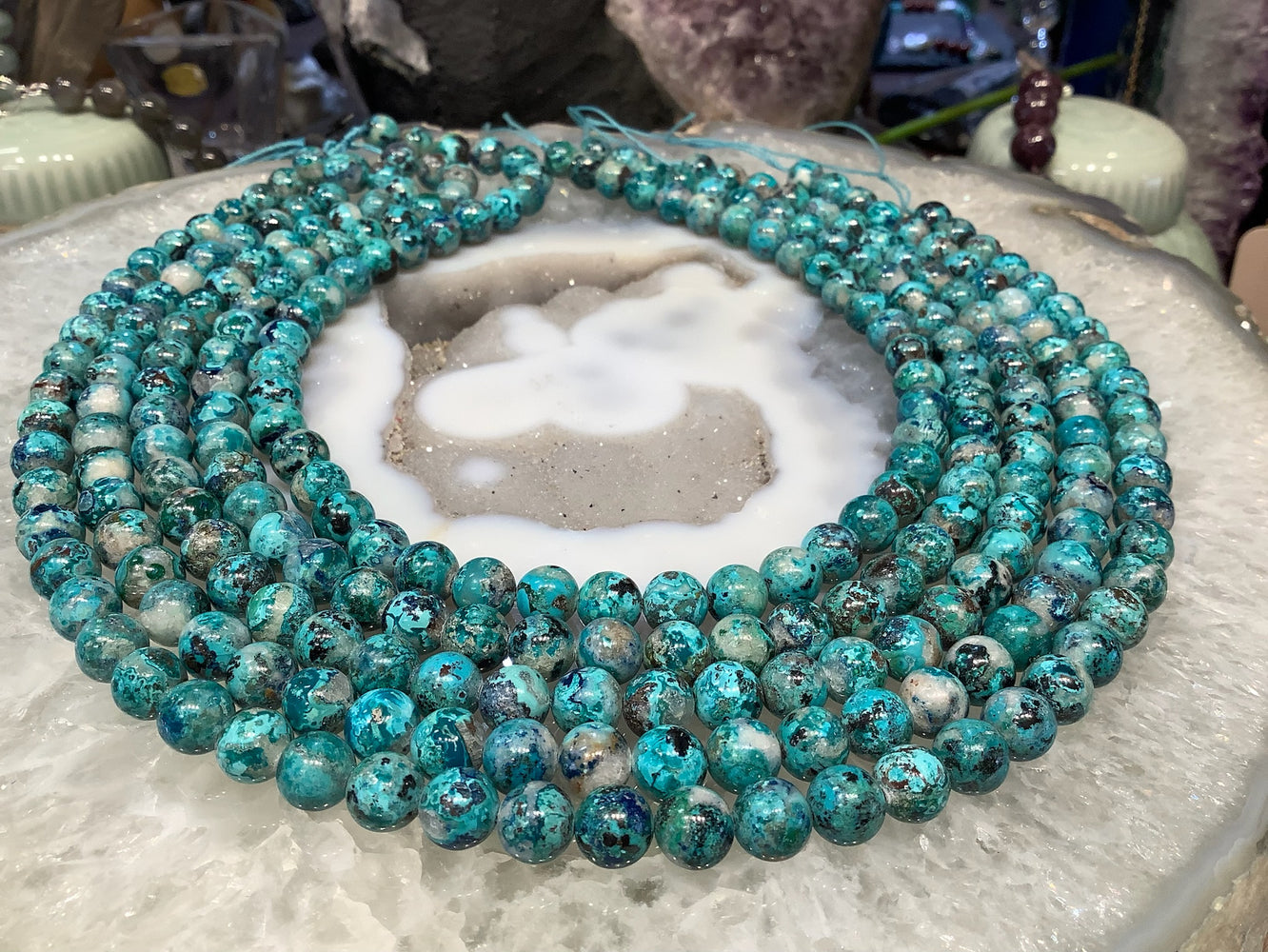 Stunning Natural Aqua Blue with Copper Chrysocolla - 8mm