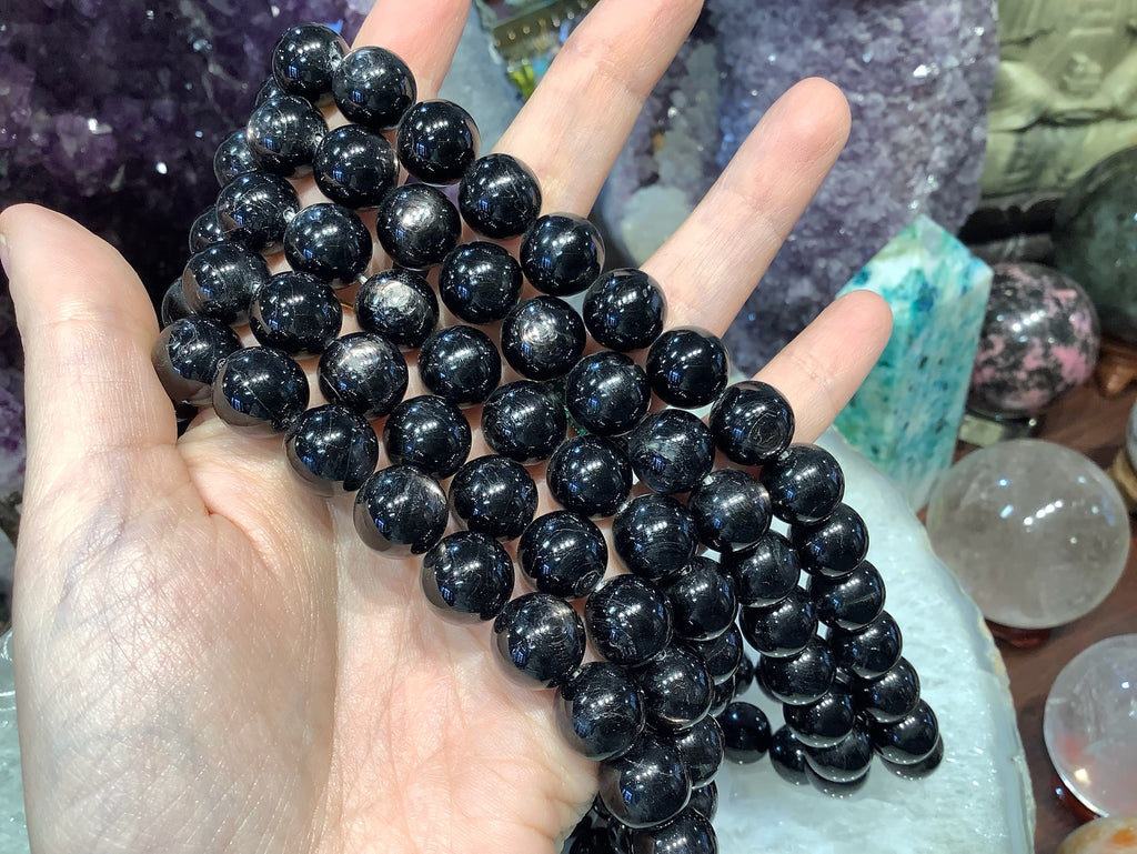 Natural Hypersthene Round Gemstone Beads - 14mm