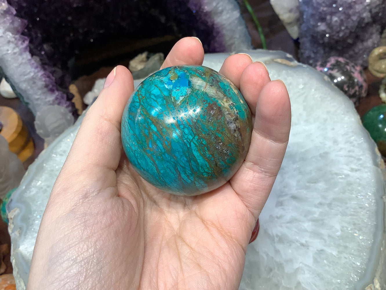 48mm Natural Peru Chrysocolla Round Gemstone Sphere