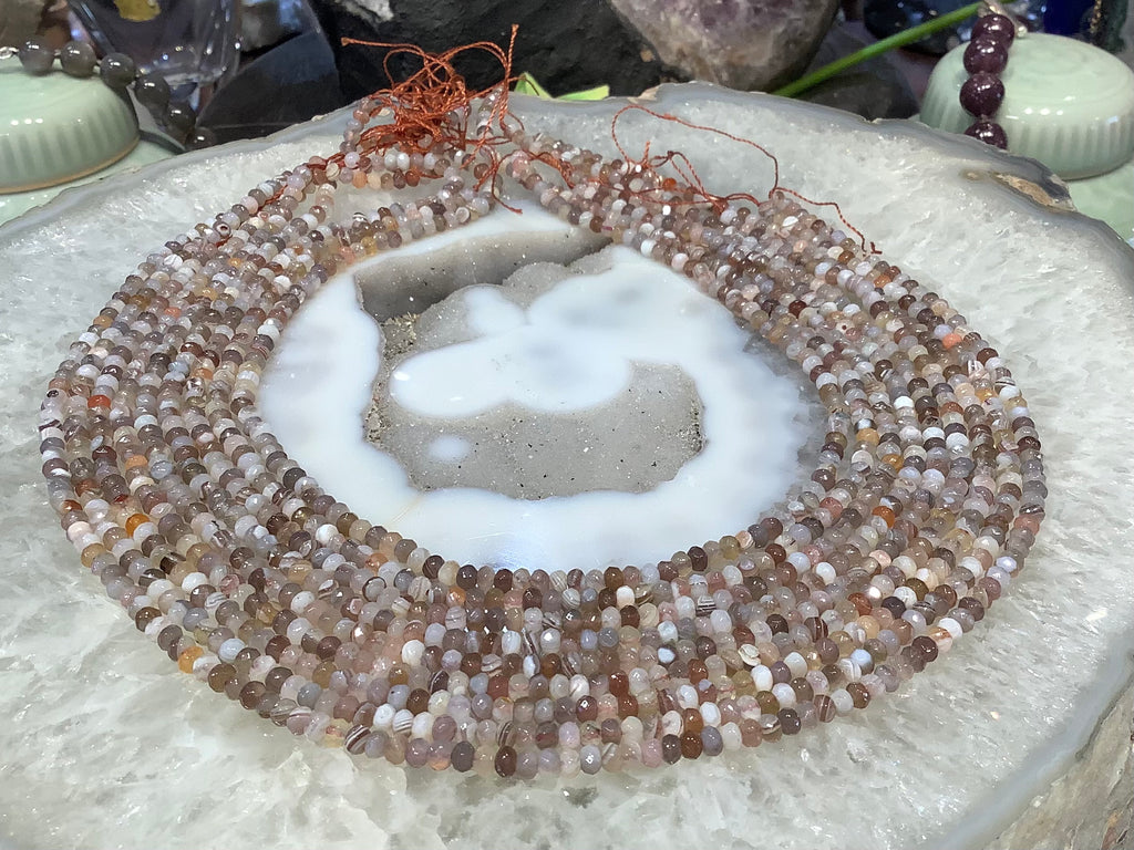 4mm Natural Botswana Agate Faceted Gemstone Rondelle Beads