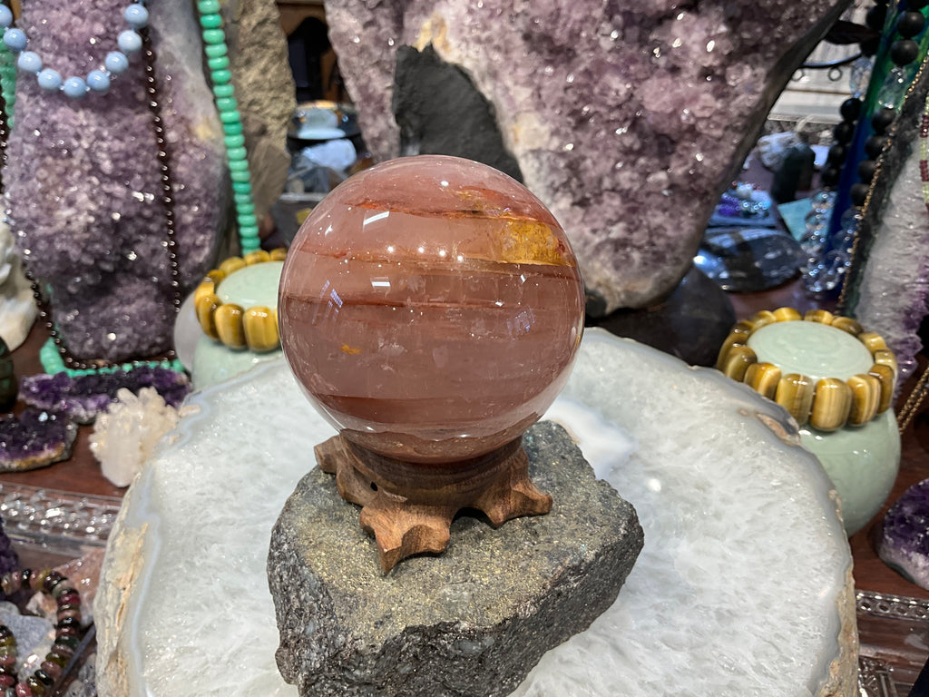 73mm Natural Fire Quartz Round Gemstone Sphere Healing Sphere