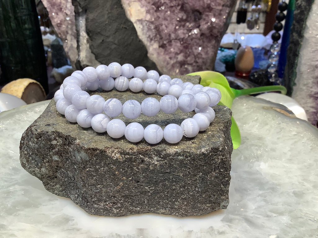 Blue lace agate 8mm gemstone bracelet