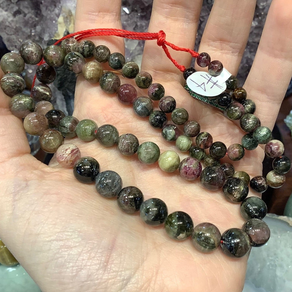 Superb rare cats eye tourmaline graduated 5-9mm gemstone beads #4