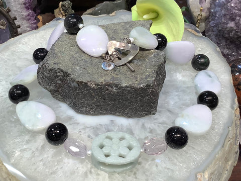 Lavender & green jadeite jade gemstone necklace