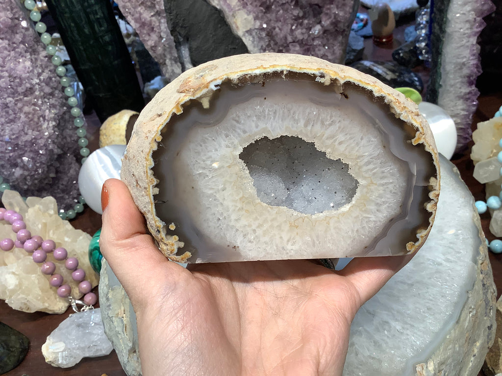 Agate drusy geode gemstone specimen