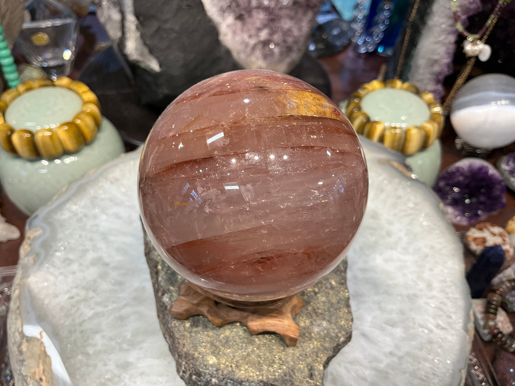 73mm Natural Fire Quartz Round Gemstone Sphere Healing Sphere
