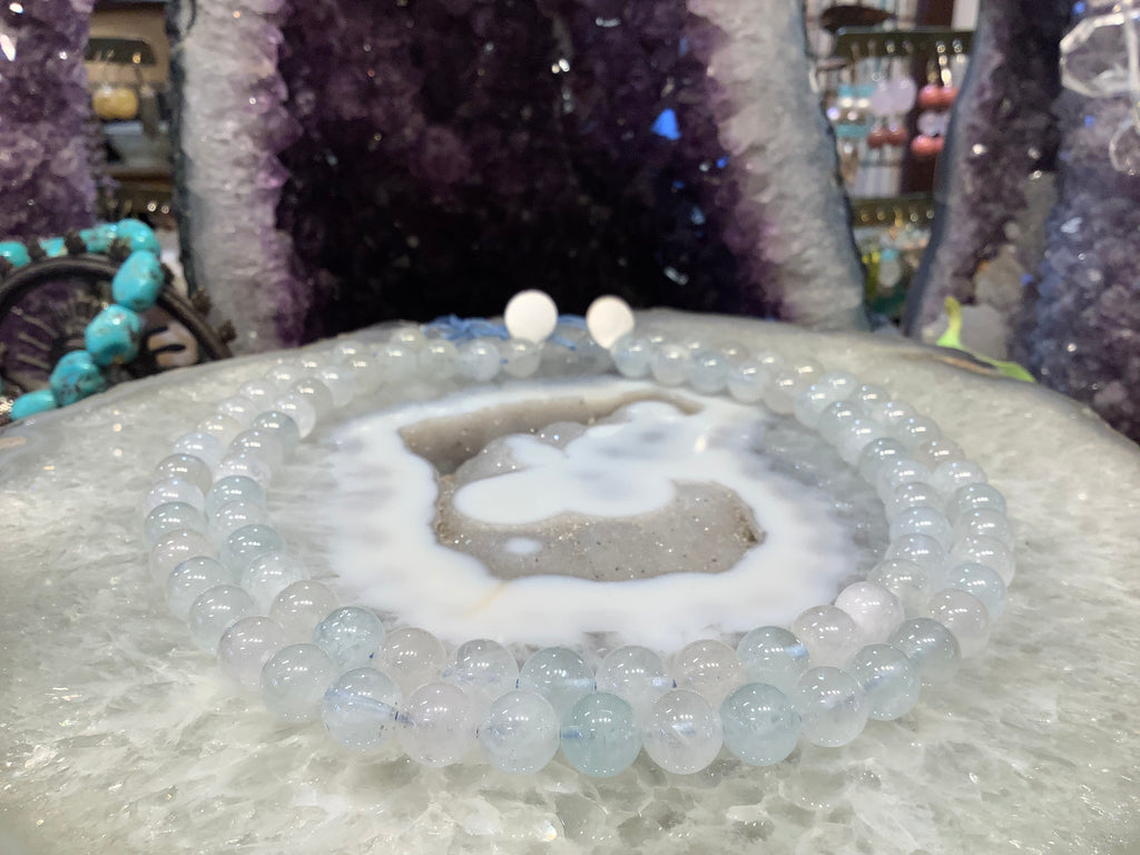 Natural Water Goshenite Aquamarine Round Gemstone Beads - 10mm