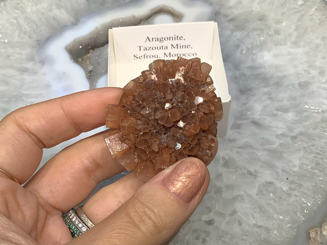 Natural Orange Aragonite Healing Gemstone Specimen Morocco