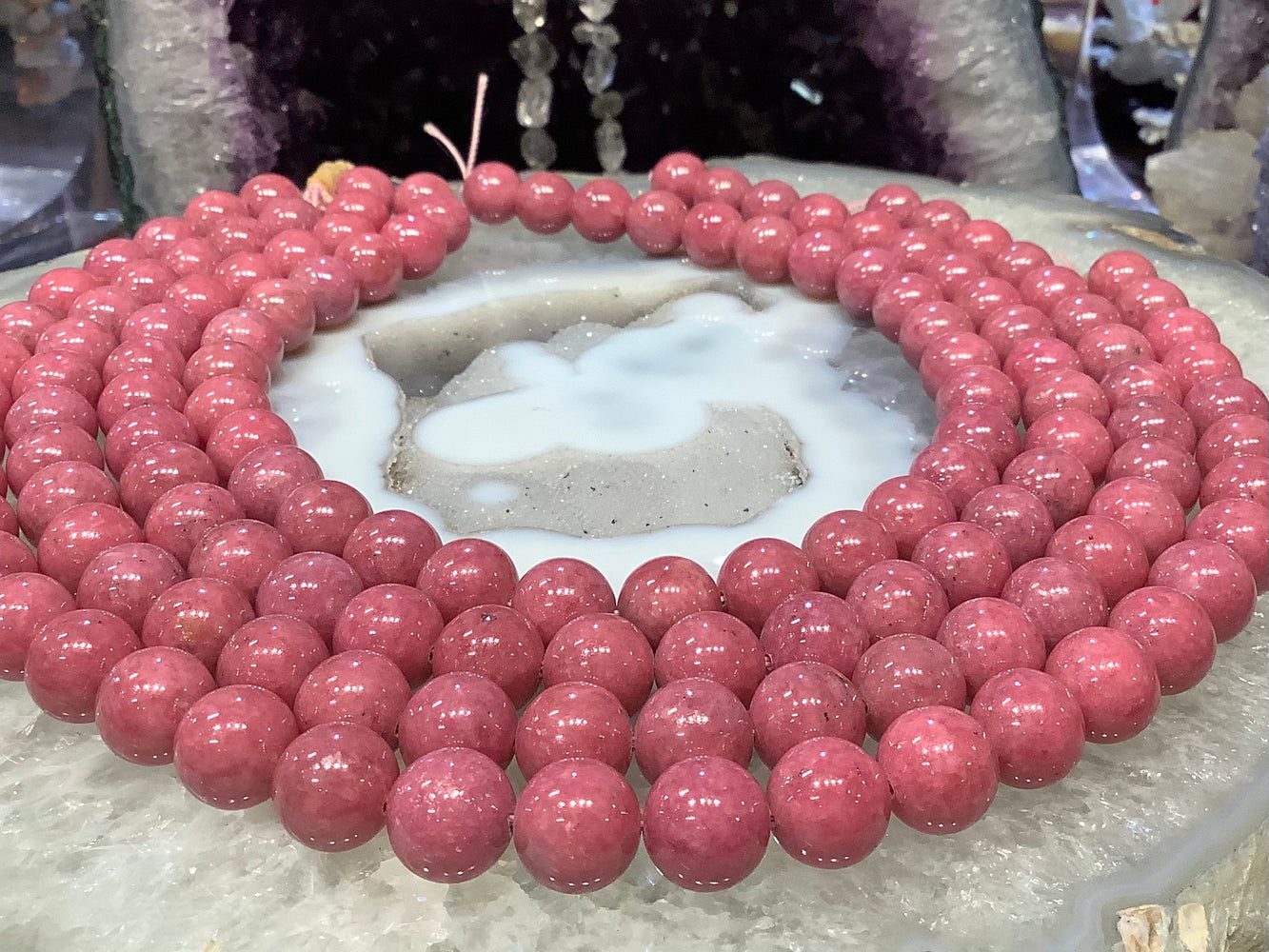 12mm Pink Rhodonite round gemstones Top Superb!!