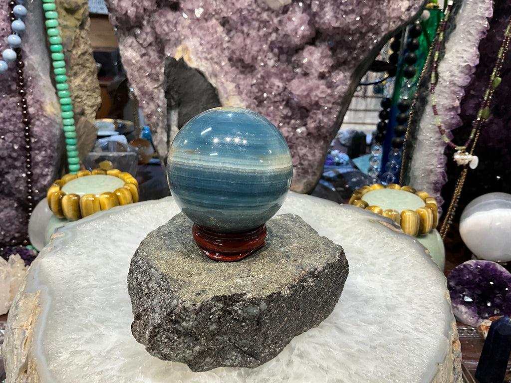 55mm Lemurian Blue Calcite Round Gemstone Sphere