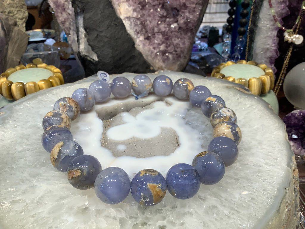 Natural Blue chalcedony with Matrix Gemstone Beads - 20mm #2