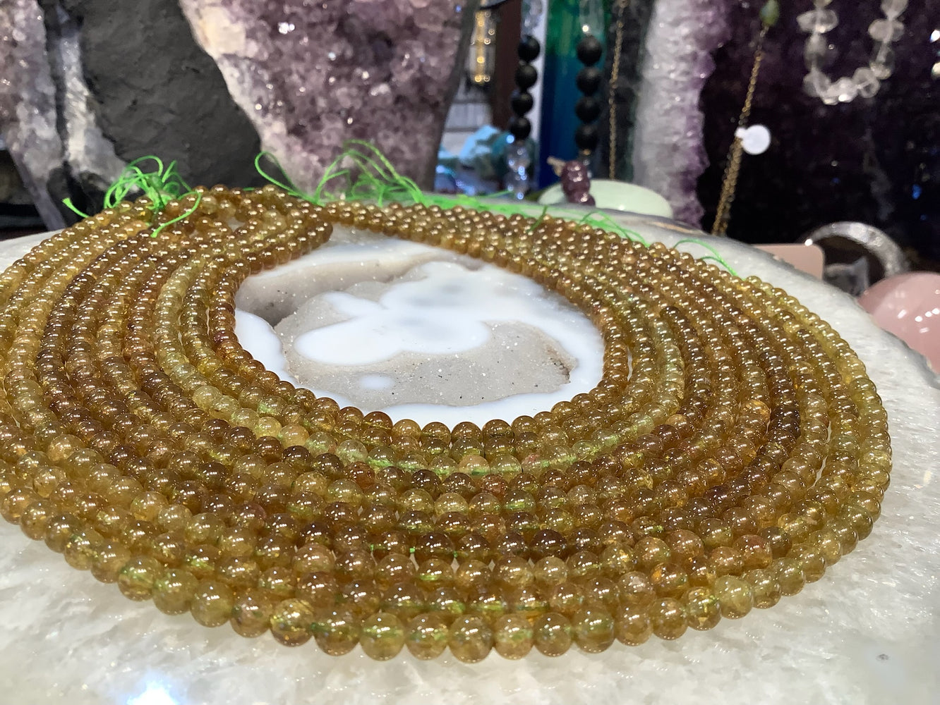 5mm Natural Green Garnet Round Gemstone Beads