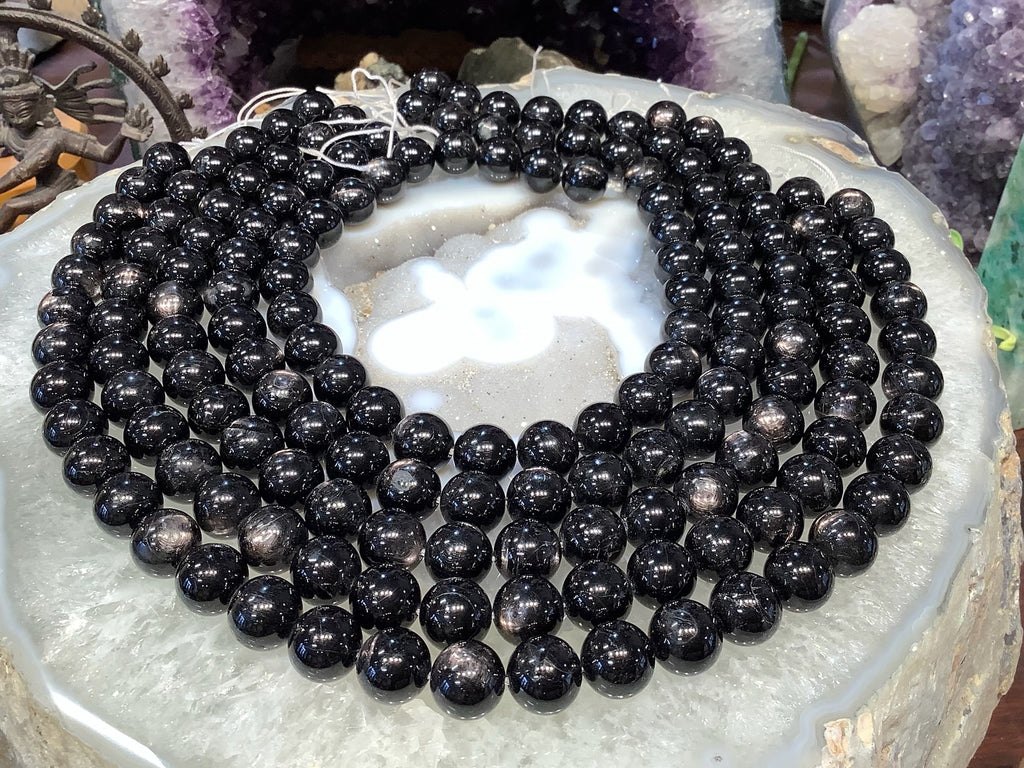 Natural Hypersthene Round Gemstone Beads - 14mm