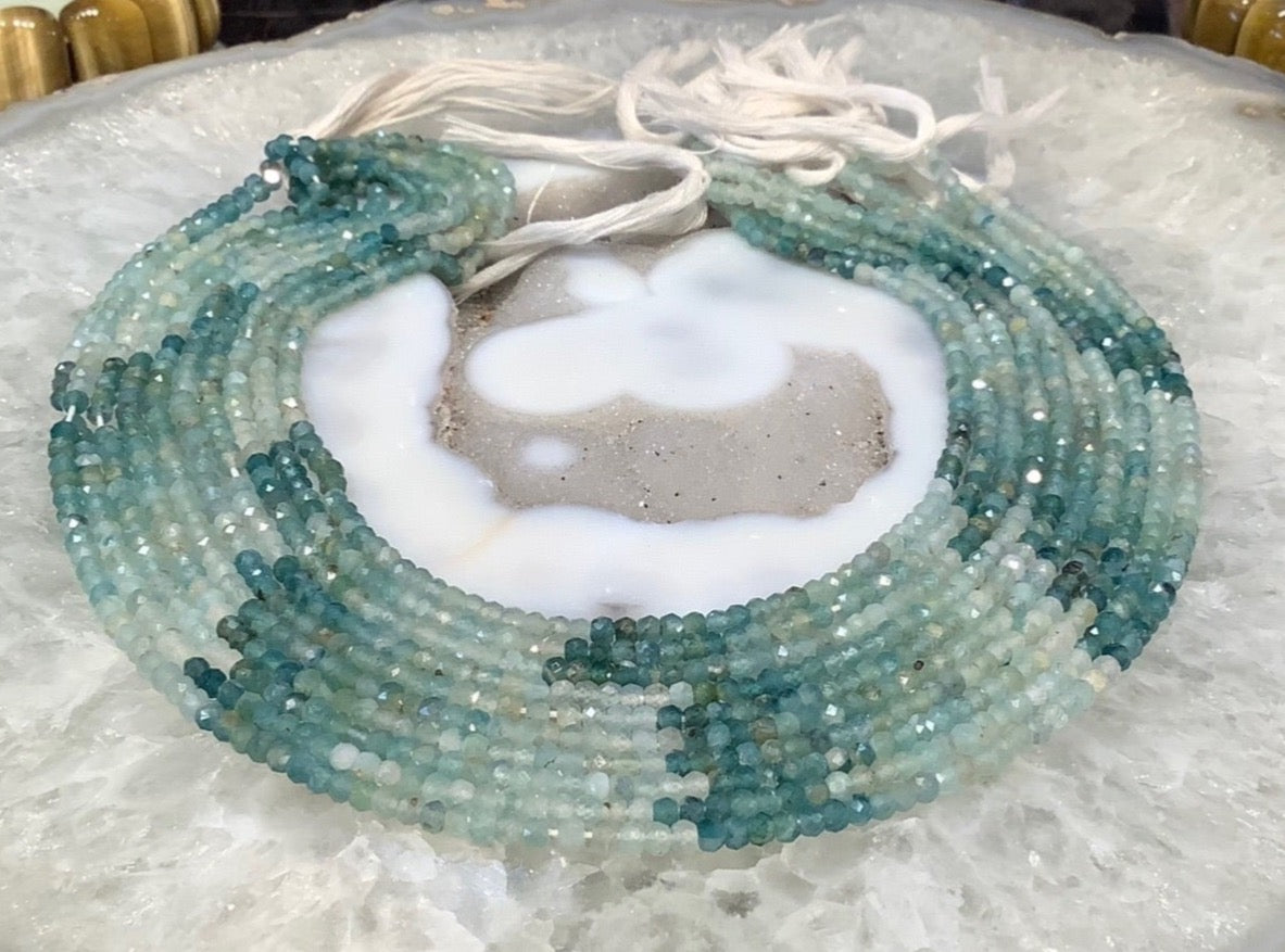 3mm Natural Aqua Grandidierite Faceted Gemstone Beads