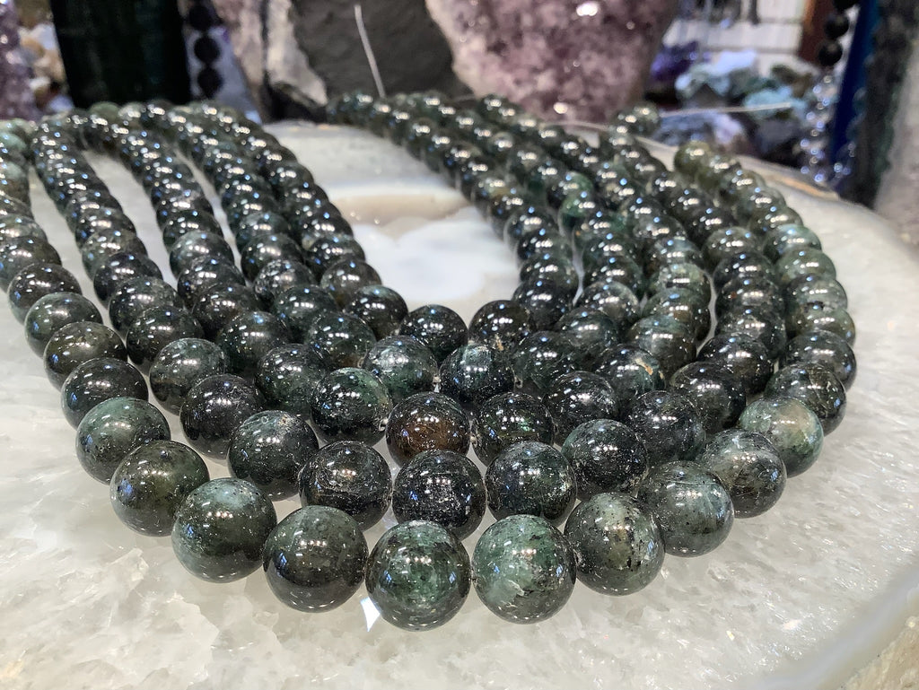 Green kyanite round gemstone beads- 12mm