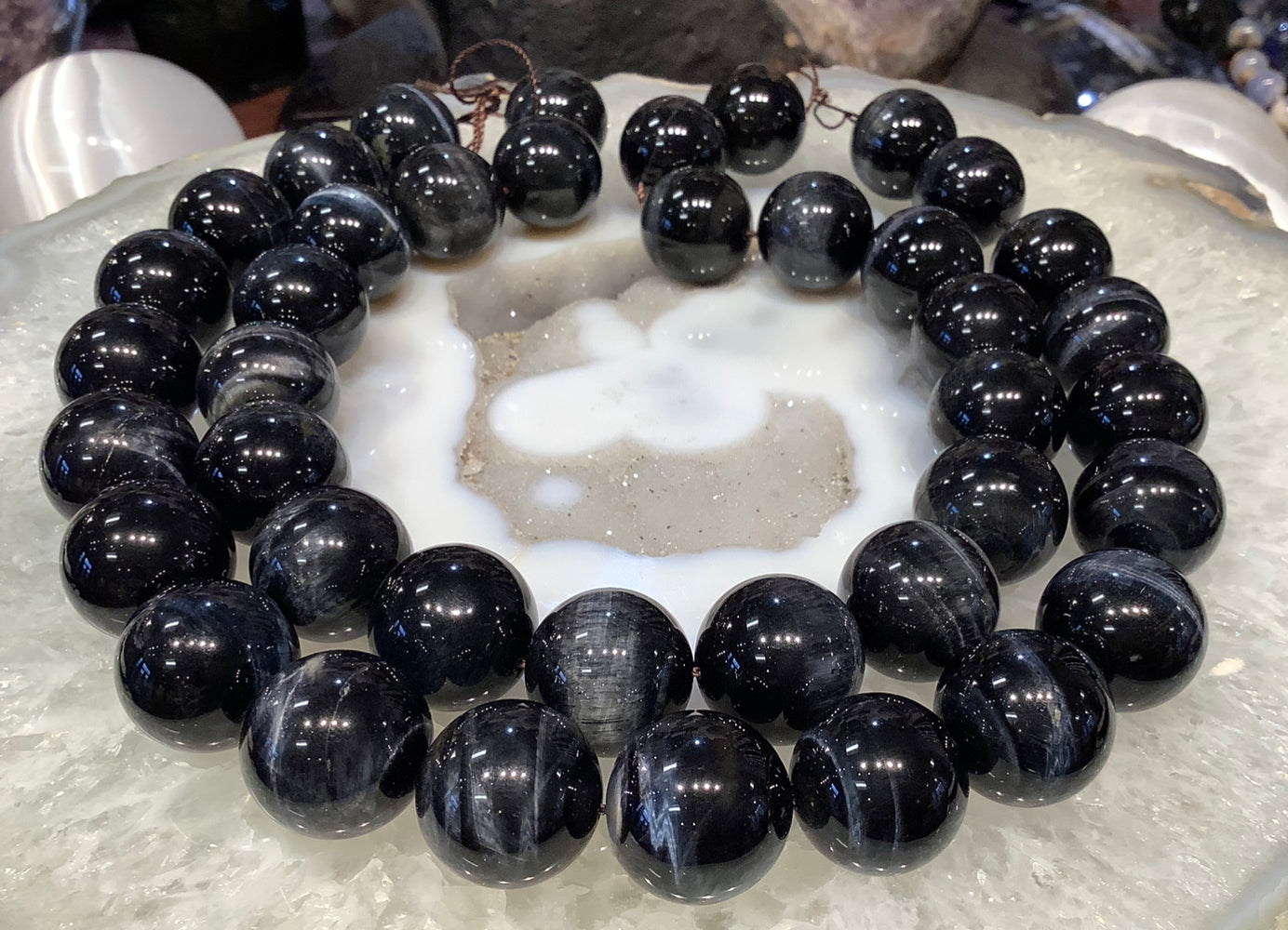Large blue tiger eye 20mm round gemstone beads