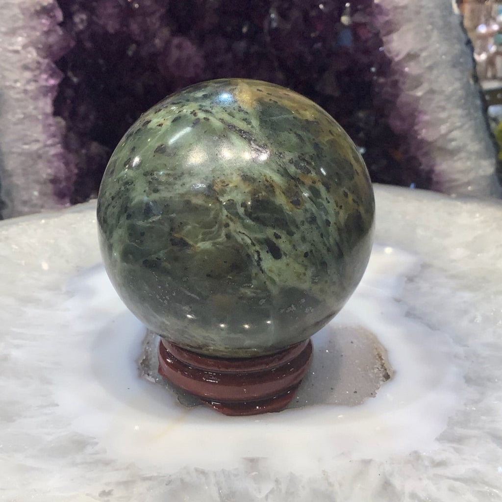 56mm Natural Green Jade Gemstone Sphere