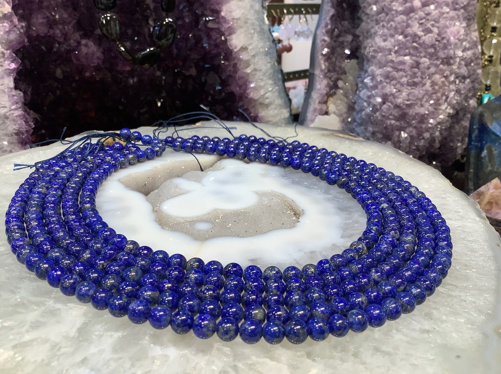 Natural Blue Lapis lazuli Round Gemstone Beads - 6mm