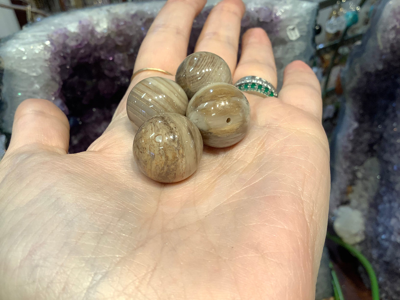 4 Petrified wood fossil 18mm gemstone focal beads #1