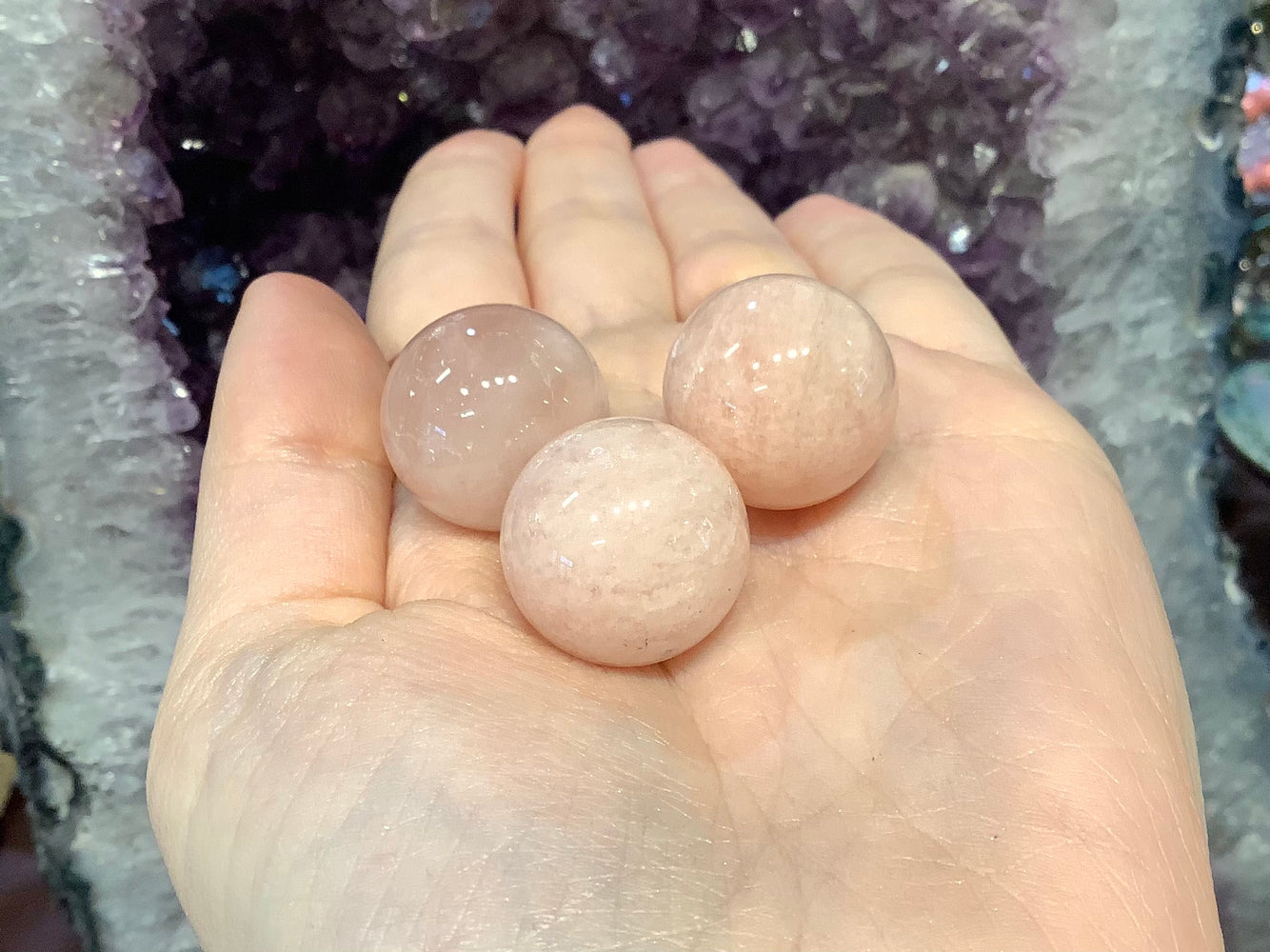 3 Pink Morganite 20mm beryl round gemstone beads
