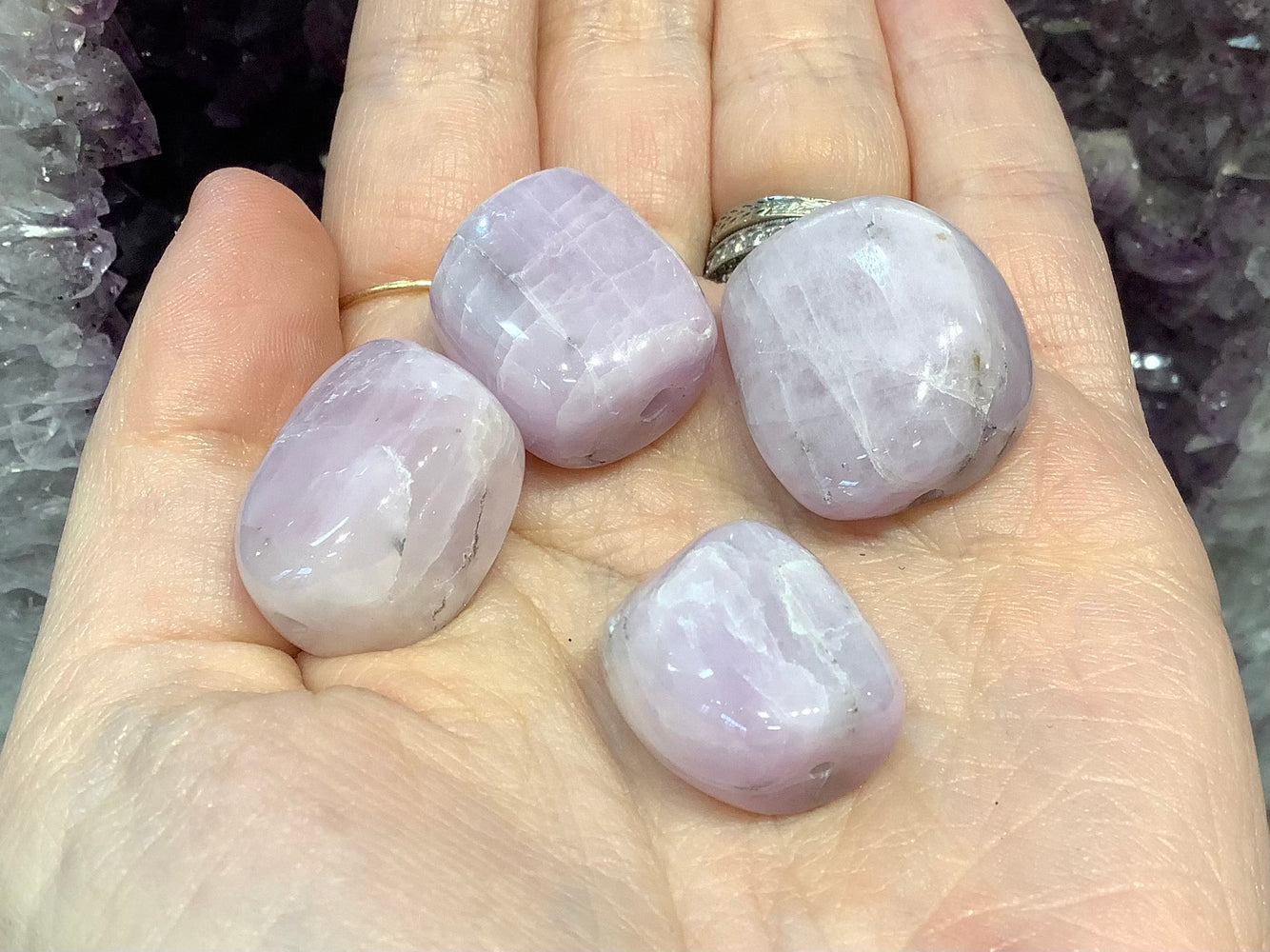 4 Large Kunzite 21-23mm tumble gemstone beads