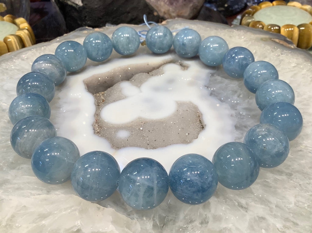 20mm Natural Blue Aquamarine Round Gemstone Beads