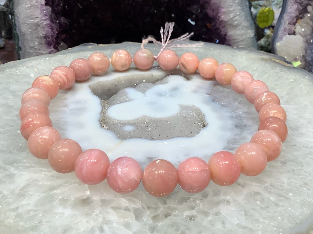 Natural Peru Pink Opal Round Gemstone Beads - 15mm