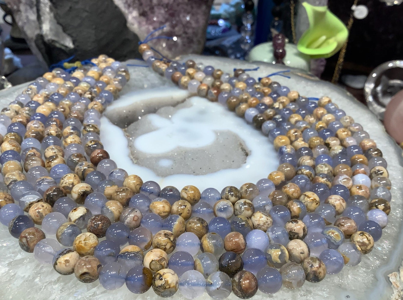 8mm Stunning Blue Chalcedony Gemstone Beads