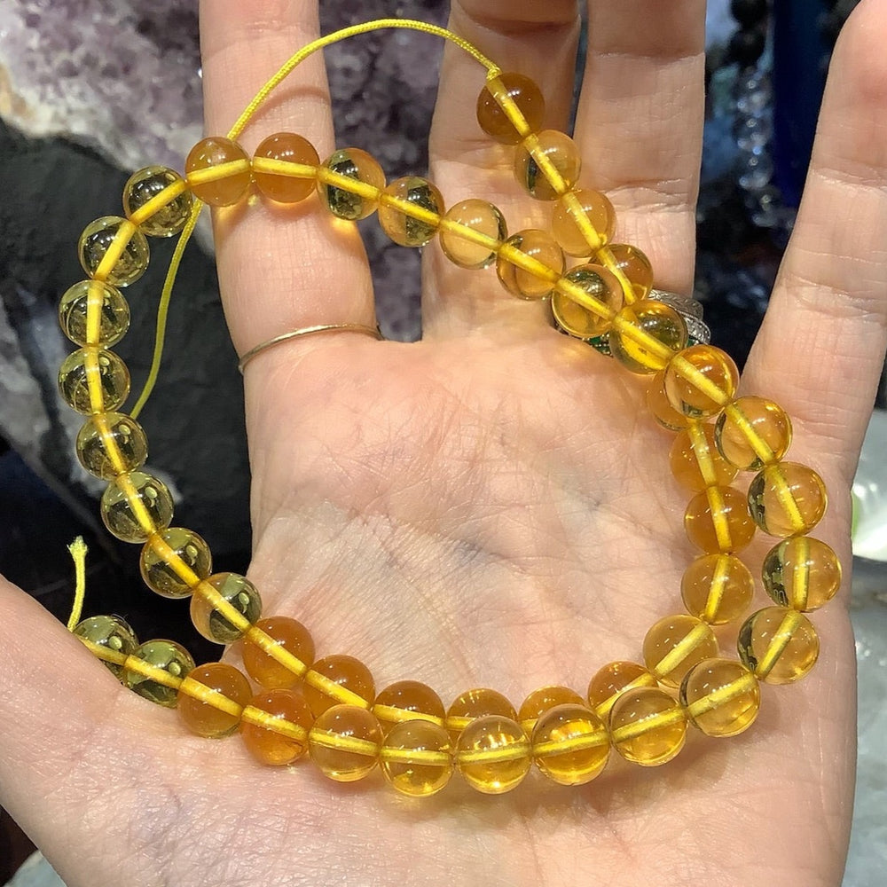 8mm Natural Honey Amber Round Gemstone Beads