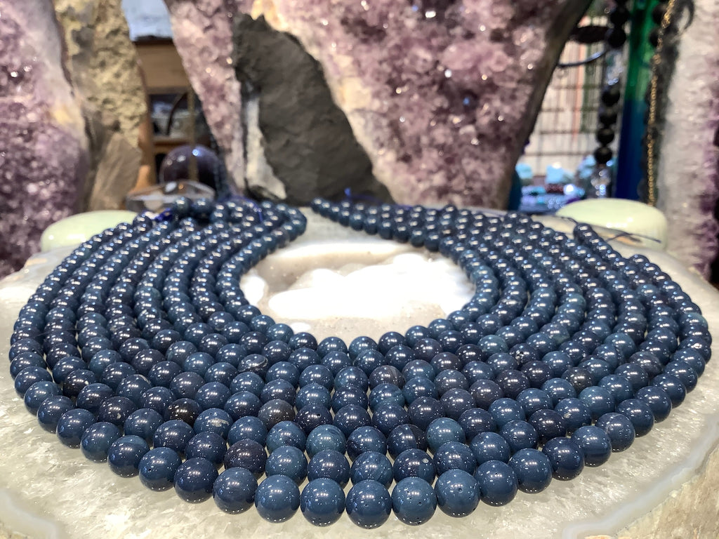 8mm Deep Persian Blue Sieber Agate Round Gemstone Beads