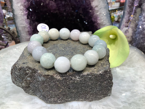 Lavender Green Jade Jadeite Bracelet - Natural Jade 14mm #10